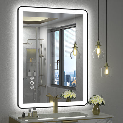 LED Framed Round Rectangle Front & Back Light Mirror