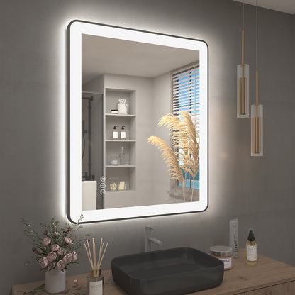 LED Framed Round Rectangle Front & Back Light Mirror