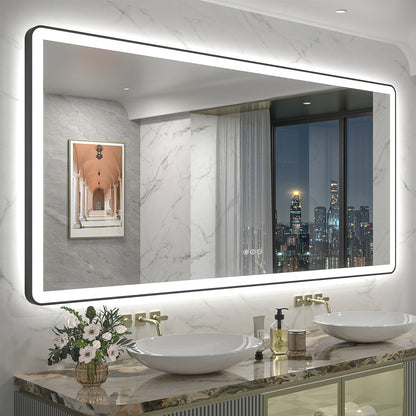 LED Framed Round Rectangle Front & Back Light Mirror