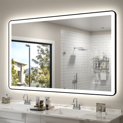 LED Framed Round Rectangle Front & Back Light Mirror