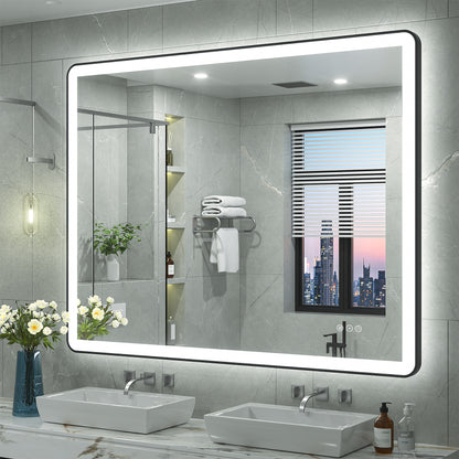 LED Framed Round Rectangle Front & Back Light Mirror