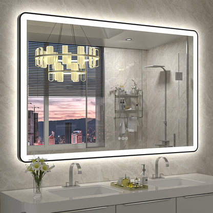 LED Framed Round Rectangle Front & Back Light Mirror