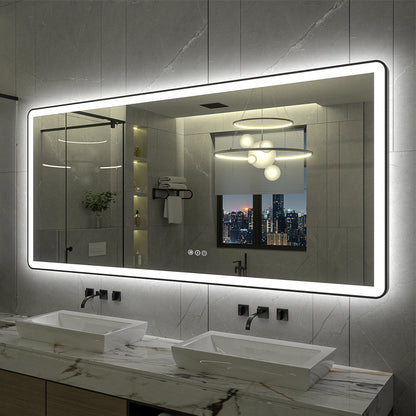 LED Framed Round Rectangle Front & Back Light Mirror