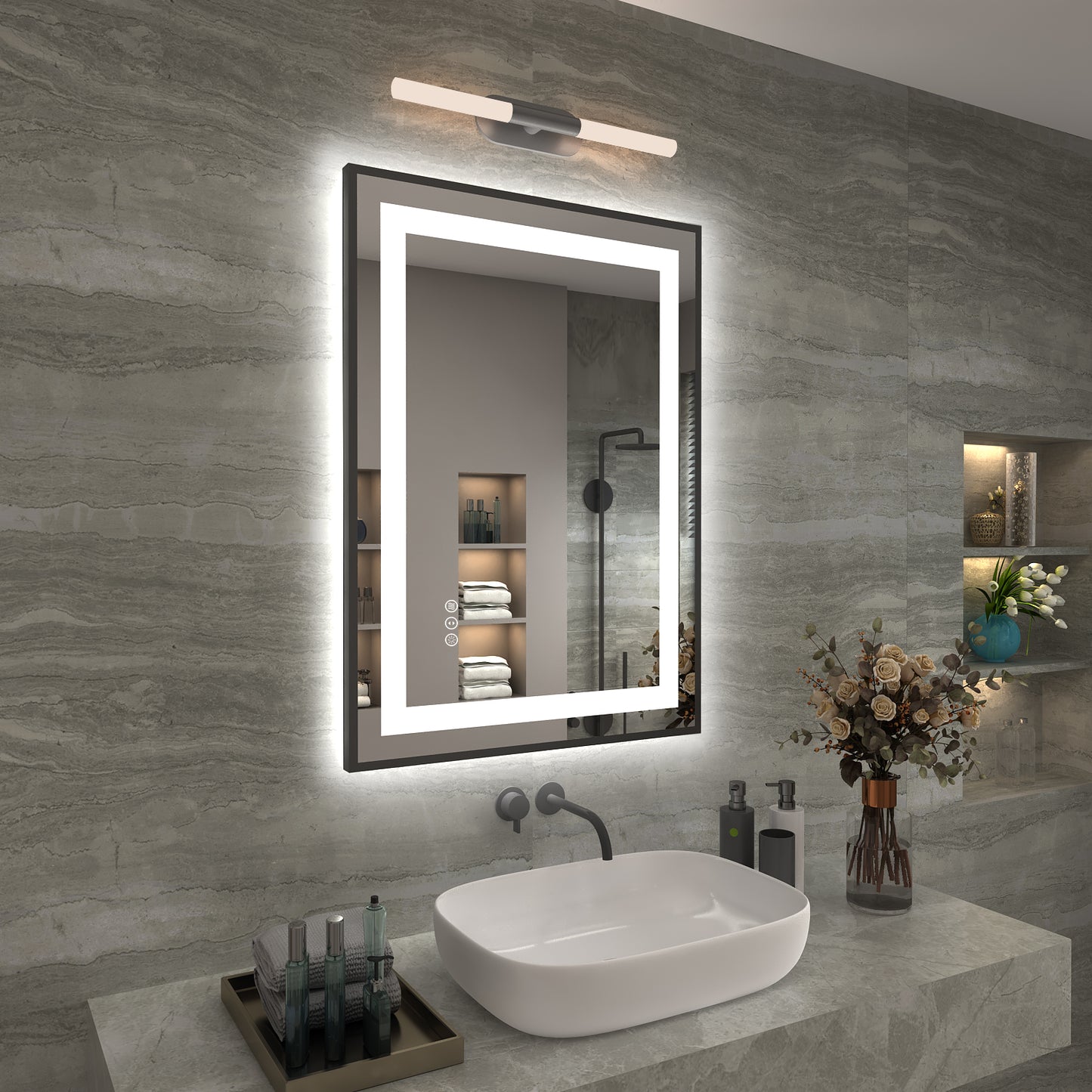 LED Framed Front & Back Lighted Mirror