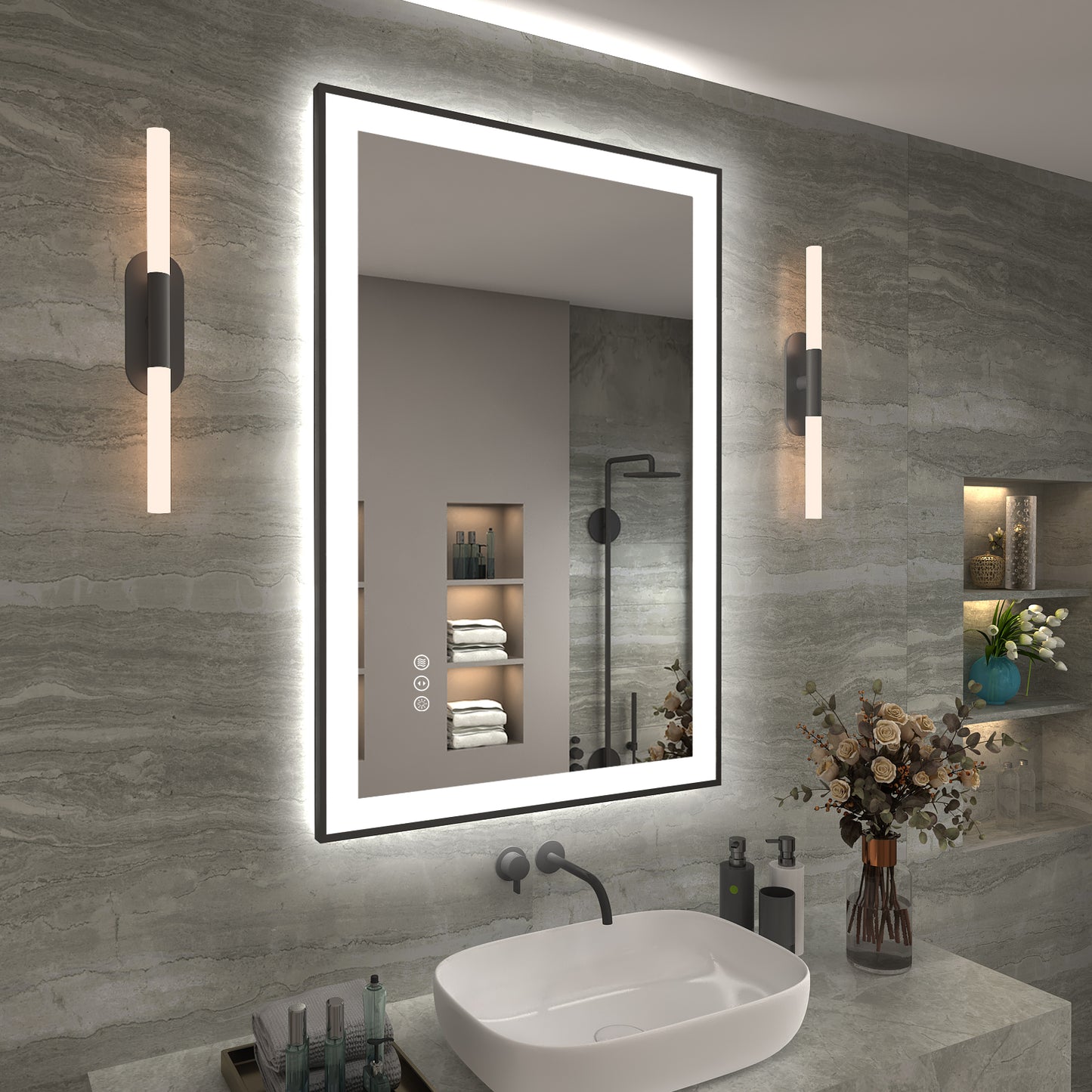 LED Framed Front & Back Lighted broad Mirror