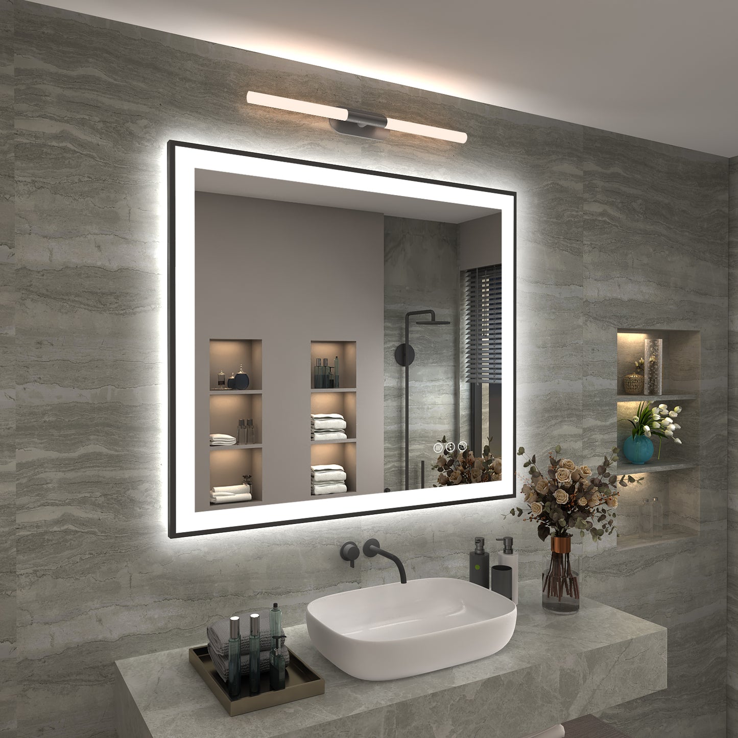 LED Framed Front & Back Lighted broad Mirror