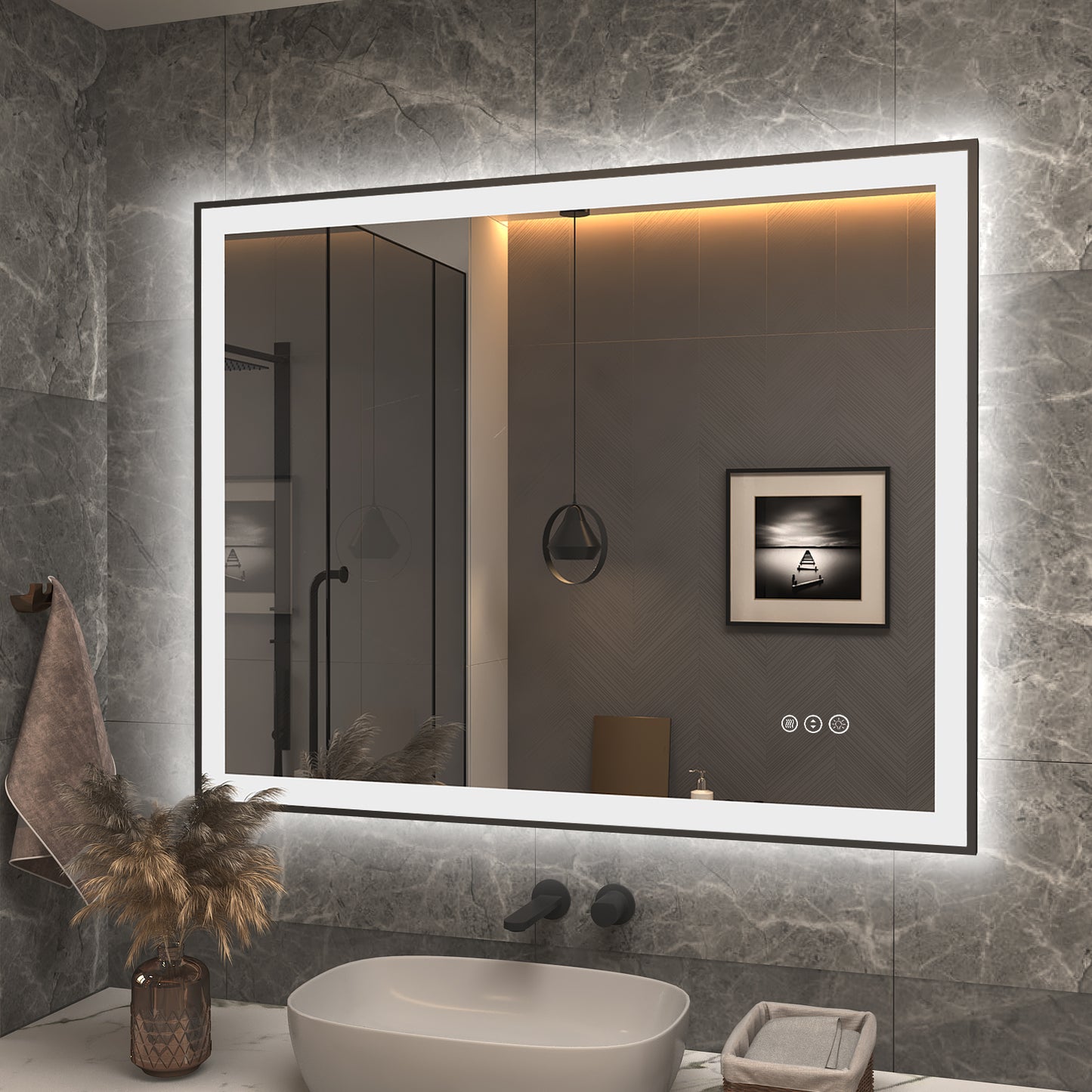 LED Framed Front & Back Lighted broad Mirror