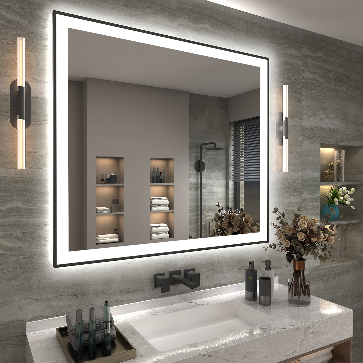 LED Framed Front & Back Lighted broad Mirror