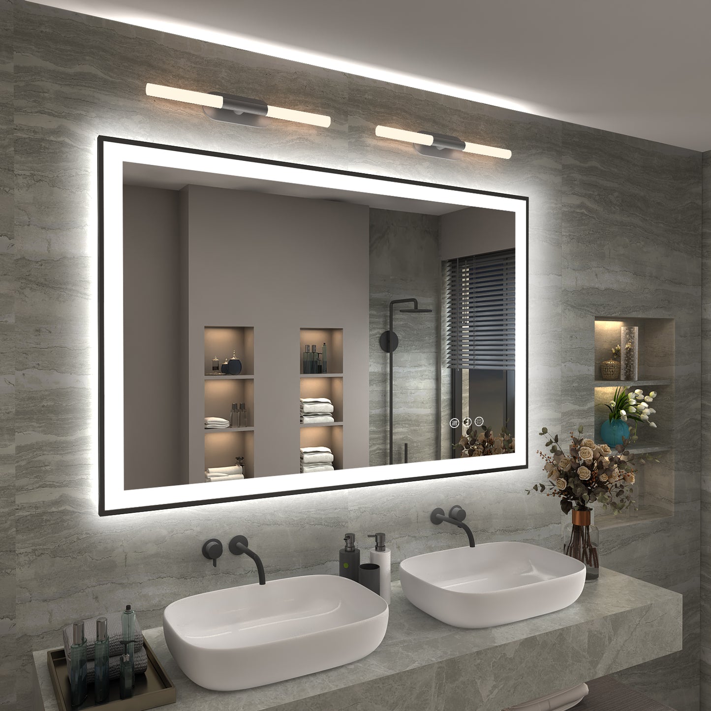 LED Framed Front & Back Lighted broad Mirror