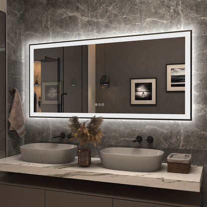 LED Framed Front & Back Lighted broad Mirror