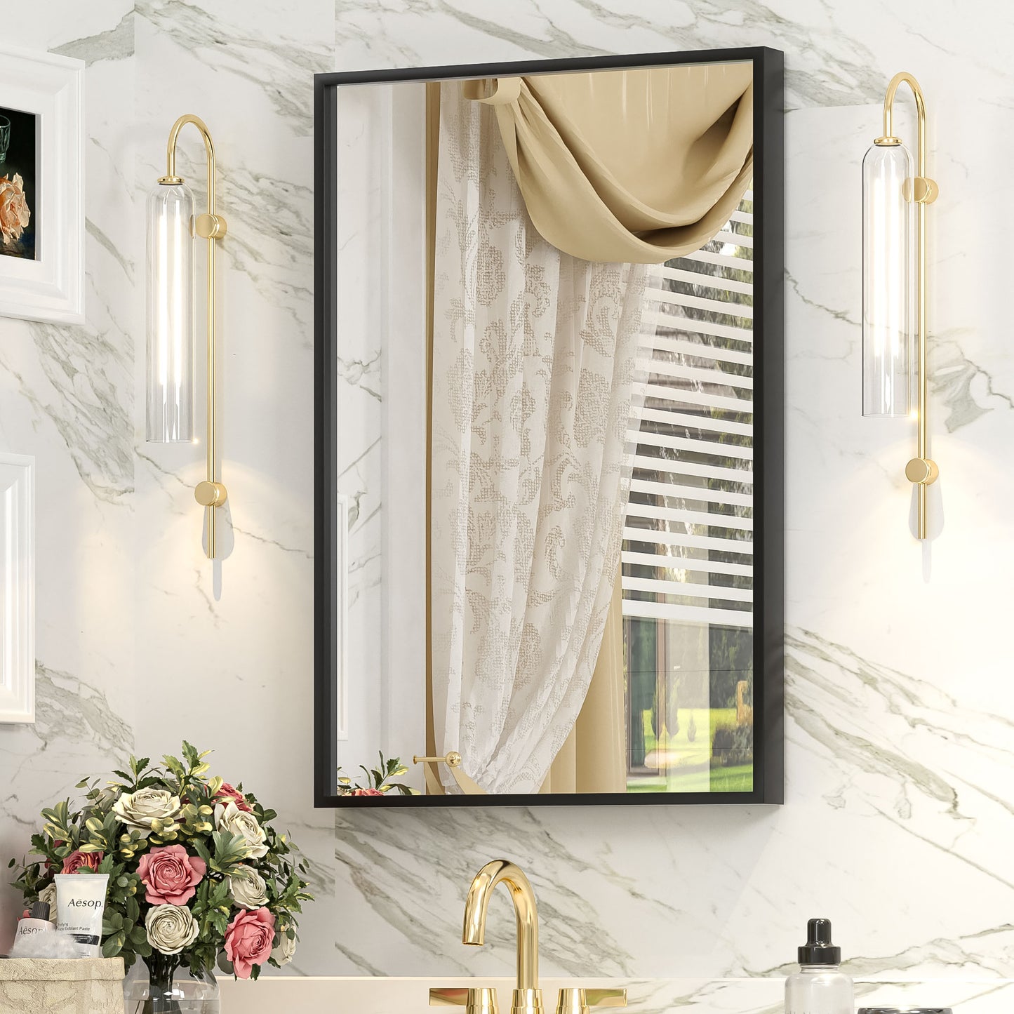 Framed Sharp Rectangle Wall Decor Mirror