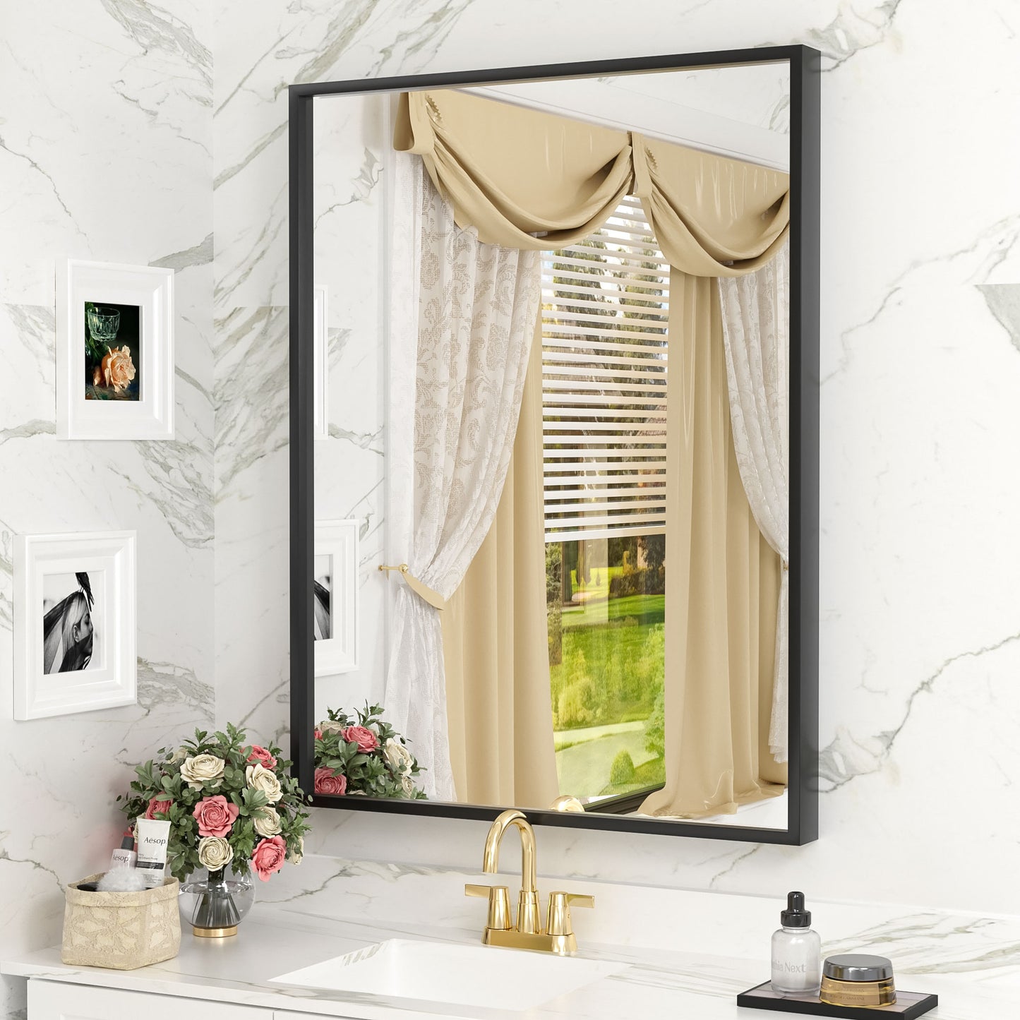 Framed Sharp Rectangle Wall Decor Mirror