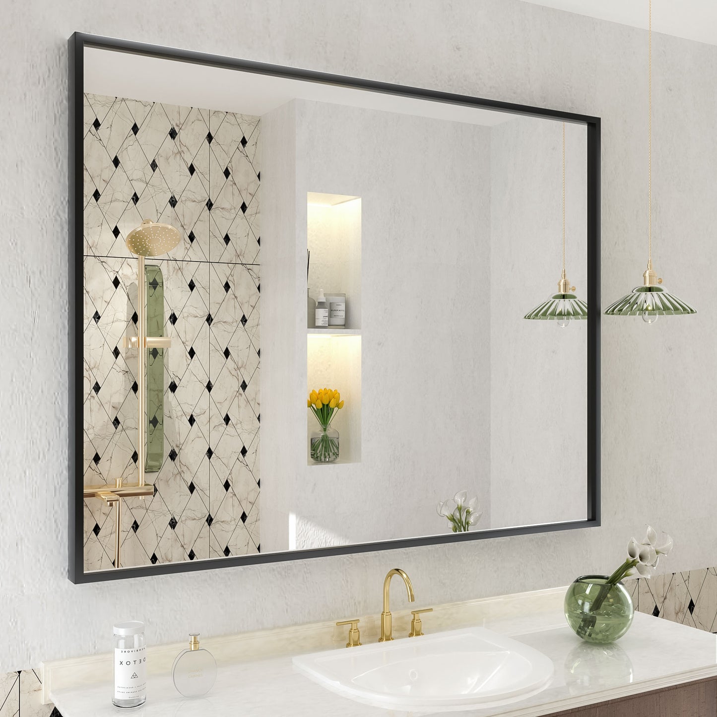 Framed Sharp Rectangle Wall Decor Mirror