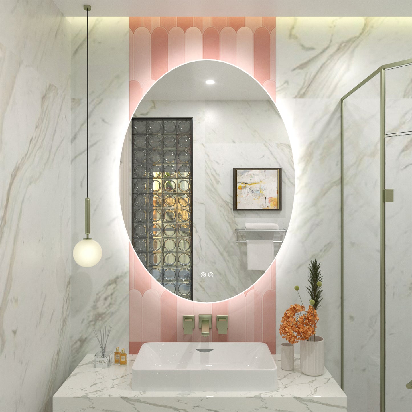 LED Frameless Oval Back Lighted Mirror