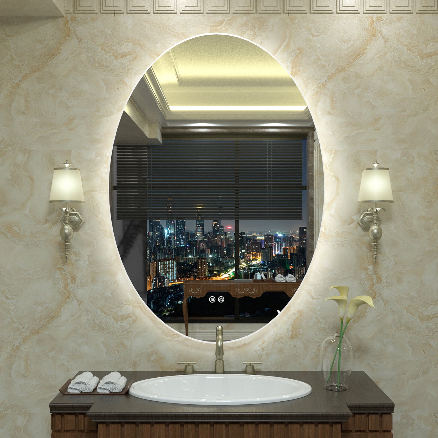 LED Frameless Oval Back Lighted Mirror