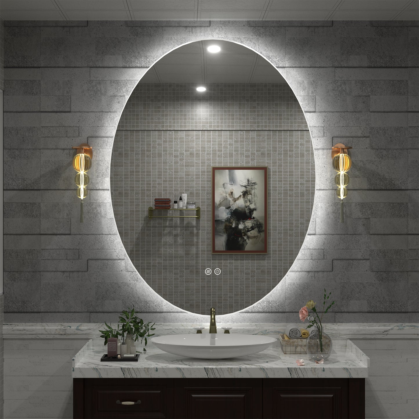 LED Frameless Oval Back Lighted Mirror